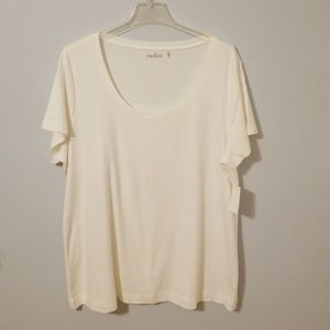 NWT Caslon Soft White Short Sleeve Shirt 3X